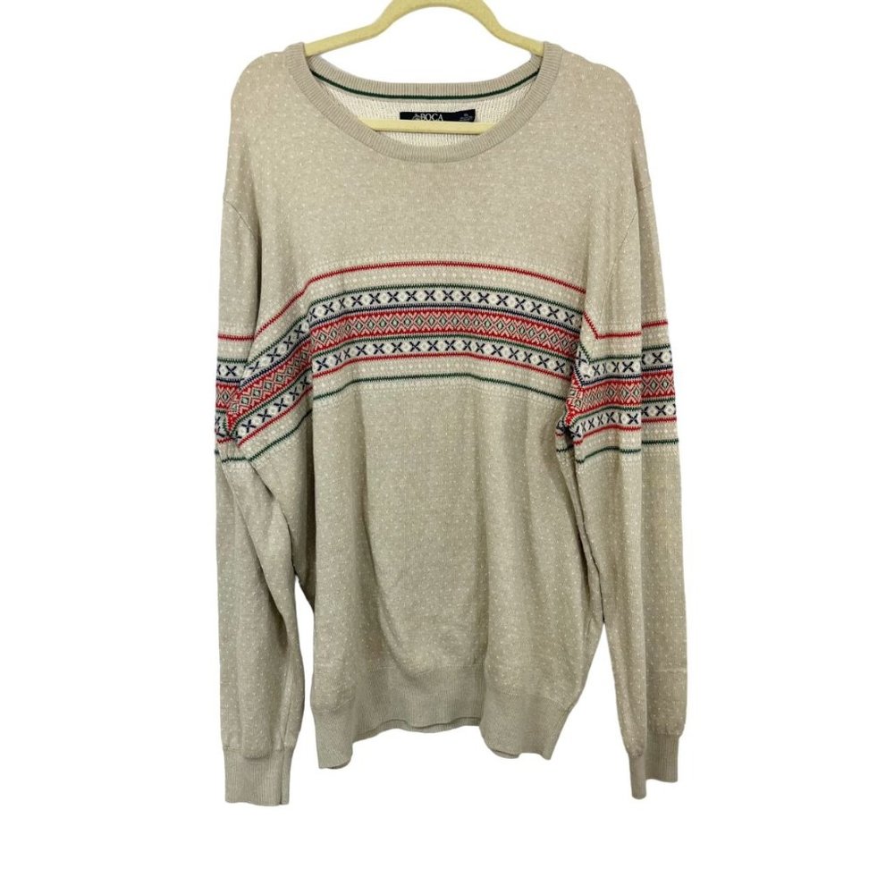 Boca Classics NEW Fair‎ Isle Print Crewneck Pullover Sweater - Mens Size XXL